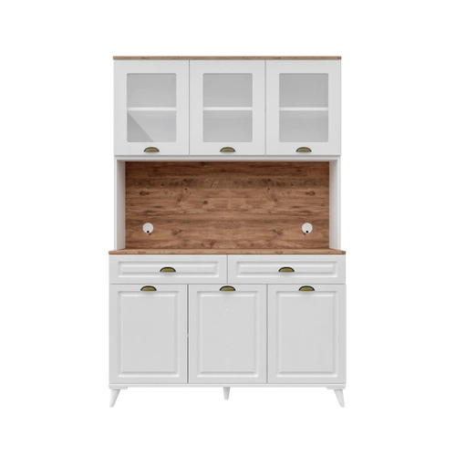 G�zde Kahve K��esi - 140 cm MDF Mutfak Dolab� Ayakl�- LED Ayd�nlatmal� - �cretsiz Montaj
