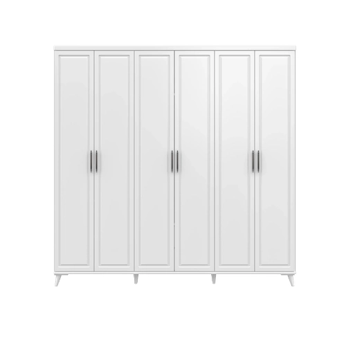 �cretsiz Montaj Milas 6 Kapakl� Komple MDF Beyaz Gard�rop