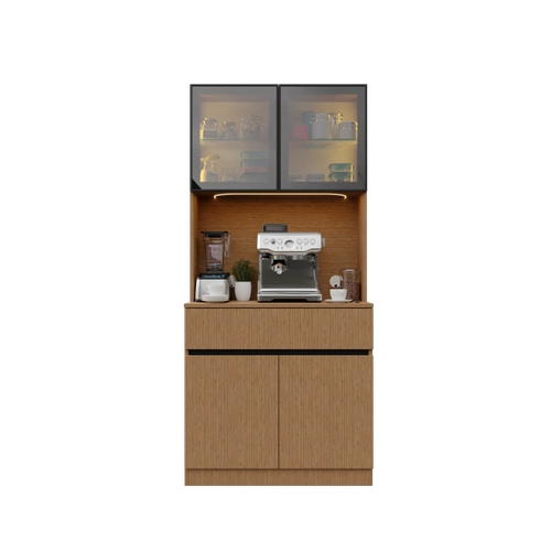 Bambu Mini Komple MDF LED Ayd�nlatmal� Kahve K��esi