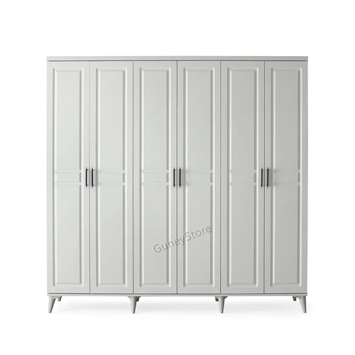 �cretsiz Montaj Sport 6 Kapakl�  Komple MDF Beyaz Gard�rop