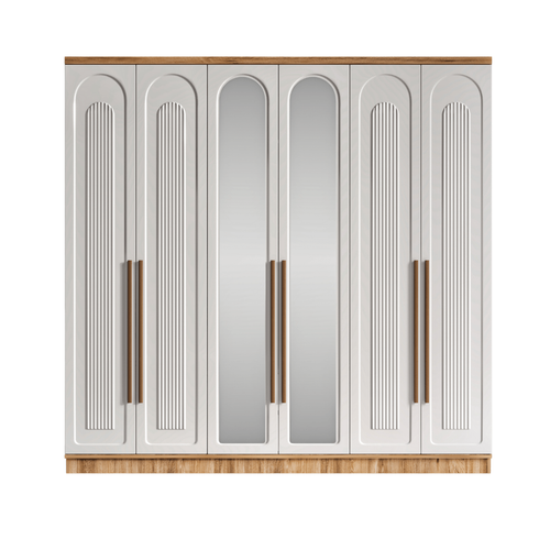 cretsiz Montaj Flora 6 Kapakl Aynal Komple MDF Gardrop