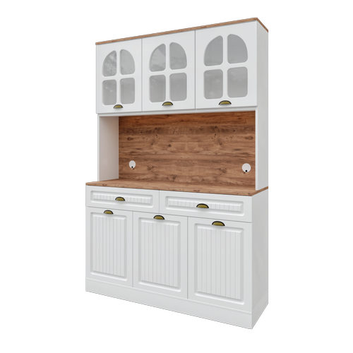 Efes Kahve K��esi - 140 cm MDF Mutfak Dolab� - LED Ayd�nlatmal� - �cretsiz Montaj