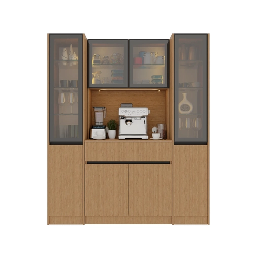 Bambu Maxi Komple MDF LED Ayd�nlatmal� Kahve K��esi