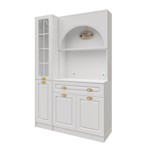 Armoni Gold Midi Kahve K��esi Sol Vitrinli Komple MDF