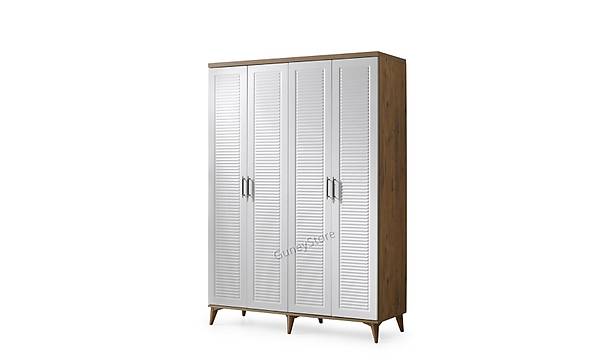 Paris 4 Kapakl  Komple MDF Atlantik am-Beyaz Beyaz Gardrop