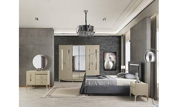 Meneke 6 Kapakl Komple MDF Yatak Odas Takm