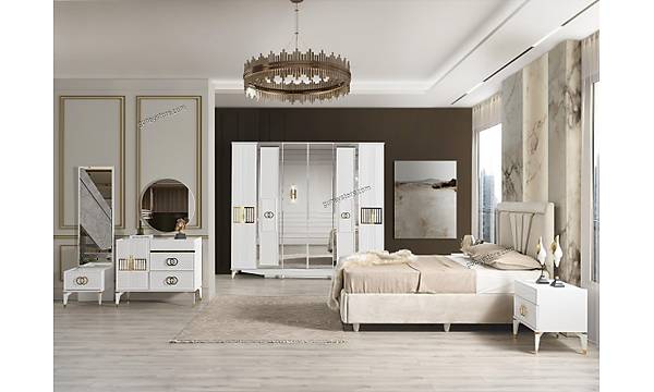 Yakut 6 Kapakl Komple MDF Yatak Odas Takm
