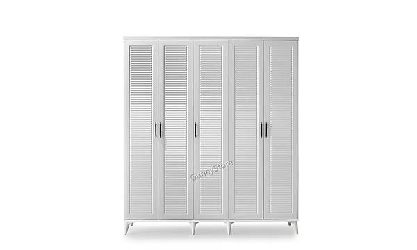 Paris 5 Kapakl Komple MDF Beyaz Gardrop