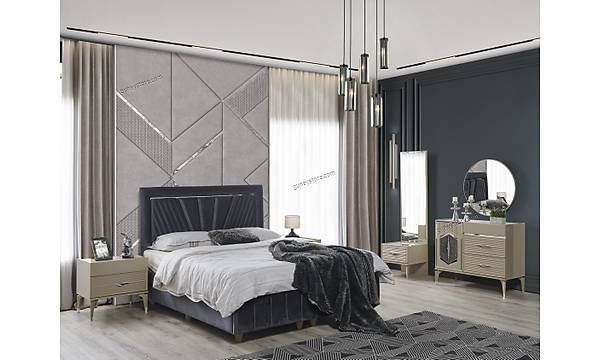 Topkap 6 Kapakl Komple MDF Yatak Odas Takm