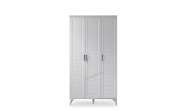 Paris 3 Kapakl Komple MDF Beyaz Gardrop