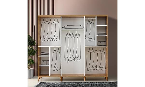 Sport 6 Kapakl  Komple MDF Atlantik am-Beyaz Gardrop