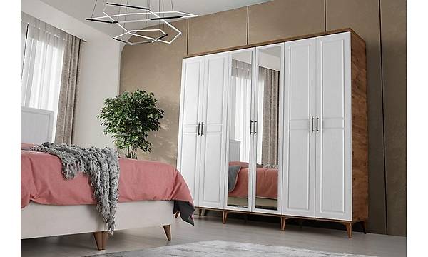 Sport 6 Kapl Komple MDF Atlantik am-Beyaz Yatak Odas Takm