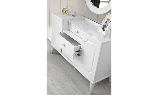Ilgn 6 Kapl Komple MDF Beyaz Yatak Odas Takm