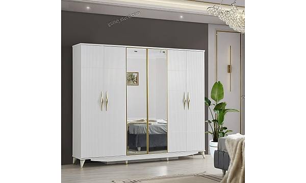 Nergis 6 Kapakl Komple MDF Gardrop
