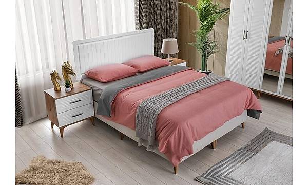 Paris 6 Kapakl Komple MDF Atlantik am-Beyaz Yatak Odas Takm