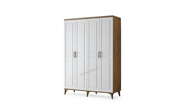 Sport 4 Kapakl Komple MDF Atlantik am-Beyaz Gardrop