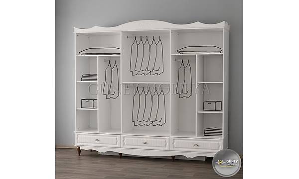 Lilyum 6 Kapakl Komple MDF Country  Yatak Odas Takm