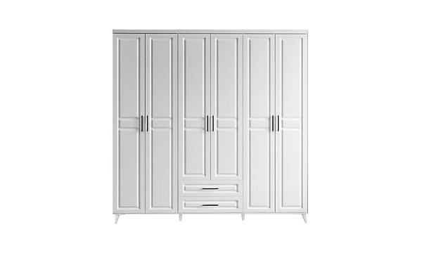 Komple MDF Gzde 6 Kapakl ekmeceli Beyaz Gardrop