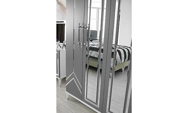 stanbul 6 Kapakl Komple MDF Gri Yatak Odas Takm