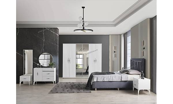 skdar 6 Kapakl Komple MDF Yatak Odas Takm