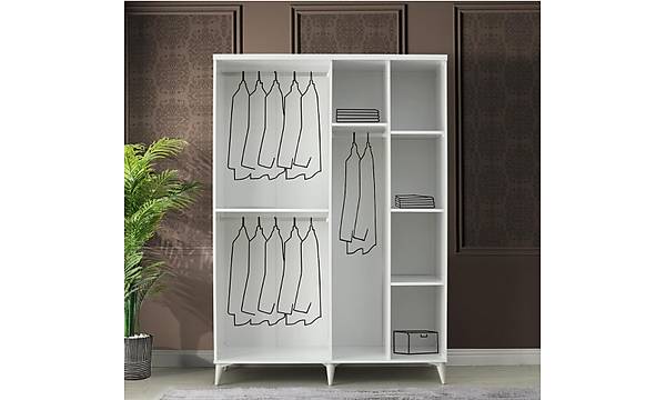 Paris 4 Kapakl Komple MDF Gardrop