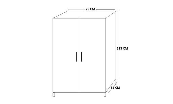 Paris 2 Kapakl Komple MDF Atlantik am-Beyaz Gardrop