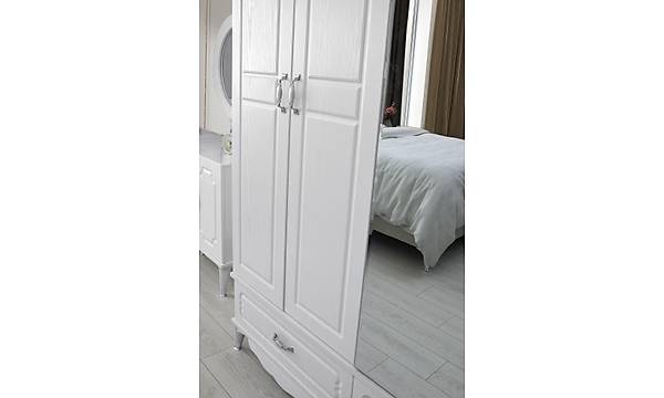 Ilgn 6 Kapl Komple MDF Beyaz Yatak Odas Takm
