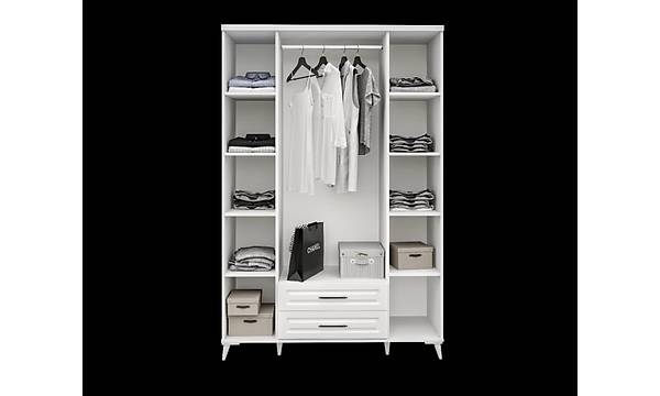 Komple MDF Gzde 4 Kapakl ekmeceli Beyaz Gardrop