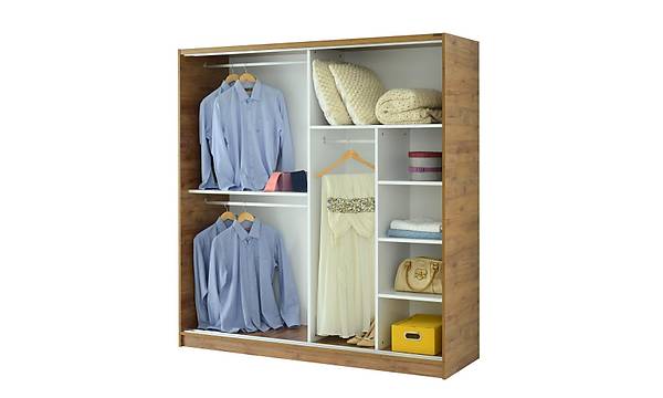 160 Cm Srgl Komple MDF Gardrop Ceviz Ray Dolap cretsiz Montaj
