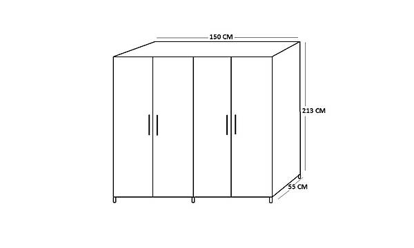 Paris 4 Kapakl Komple MDF Gardrop