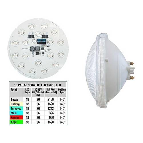 Power 18 Ledli Par 56 Aydnlatma Ampul