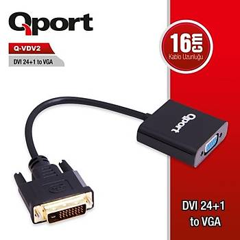 Qport Q-VDV2 Dvi 24+1 to VGA Aktif Dönüþtürücü