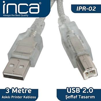 INCA IPR-02 USB 2.0 PRINTER KABLOSU+ASKILI(3MT)