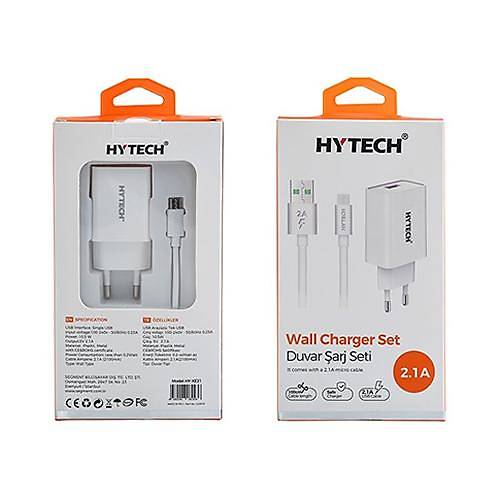 Hytech HY-XE21 5V 2.1A Micro USB  Beyaz Şarj Kablo