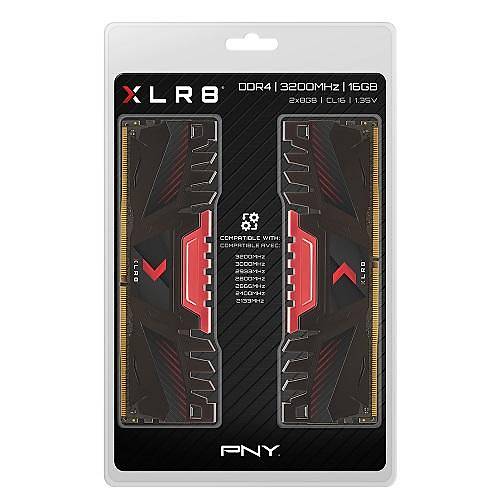 PNY XLR8 16GB (2x8GB) 3200MHz CL16 DDR4 Gaming Ram (MD16GK2D4320016AXR)