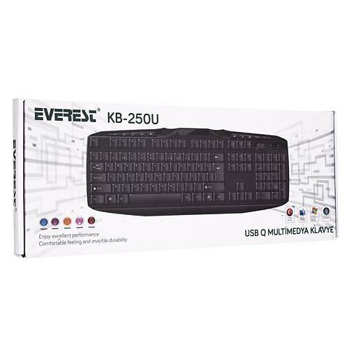 Everest KB-250U USB  Multimedia Klavye Siyah