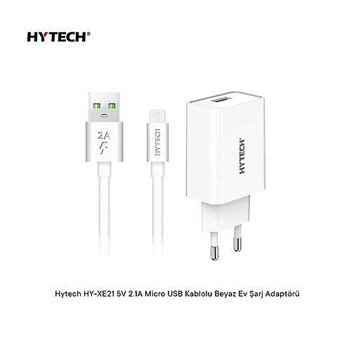 Hytech HY-XE21 5V 2.1A Micro USB  Beyaz arj Kablo