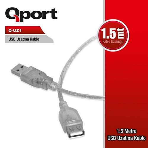 Qport Q-UZ1 1,5M USB 2.0  Uzatma Kablosu