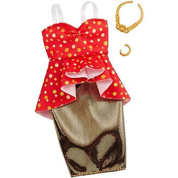 Barbie'nin Son Moda Kyafetleri Krmz Gold Elbise