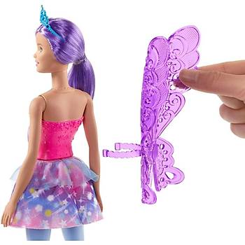 Barbie Dreamtopia Peri Bebekler Pembe Elbiseli Mor Saçlı