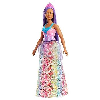 Barbie Dreamtopia Prenses Bebek Kıvrımlı, Mor Saçlı, Işıltılı Korse, Prenses Etek ve Taçlı