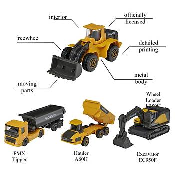 Majorette 1:64 Giftpack 4'l Aralar Serisi Volvo Construction