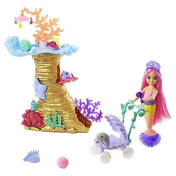Barbie Chelsea Deniz Kz Bebek, 4 Evcil Hayvan, Mercan Resifi Oyun Alan, Puset ve Aksesuarlar