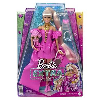 Barbie Extra Fancy Bebek ve Aksesuarlar Pembe Kostml Bebek