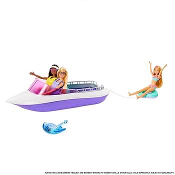 Barbie'nin Botu Oyun Seti Sürat Teknesi, Sarışın, Esmer Bebek ve Çeşitli Aksesuarlar