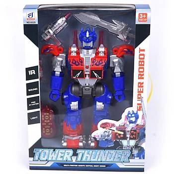 Defa Uzaktan Kumandal Sesli ve Ikl Robot 38 Cm Tower Thunder Krmz
