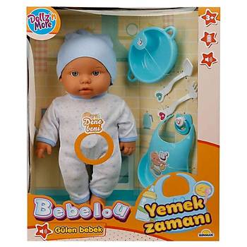 Bebelou Yemek Zaman Sesli Bebek Seti 35 Cm Mavi
