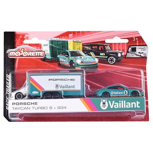 Majorette Race Trailer Porsche Taycan Turbo S + 934