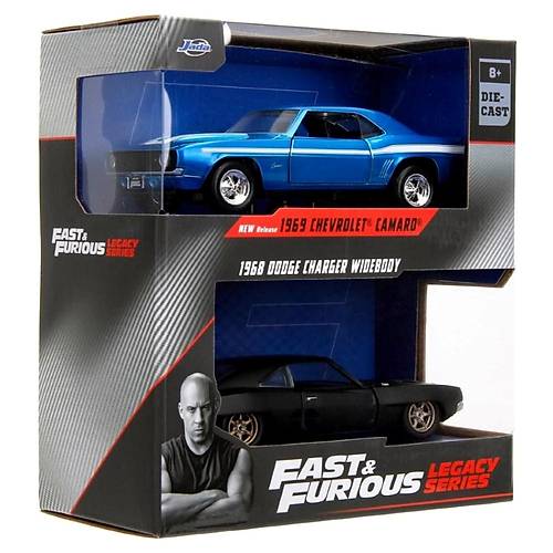 Jada 1:32 Fast & Furious Legacy Series Twin Pack W2/0 Dom's 1968 Dodge Charger Widebody & 1969 Chevr