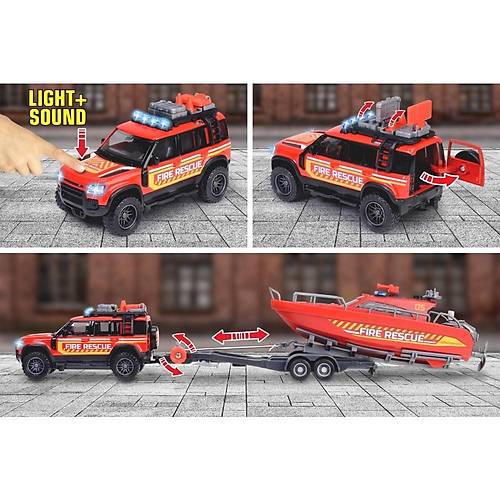 Majorette Ara Seti Land Rover Fire Rescue & Boat Sesli ve Ikl 